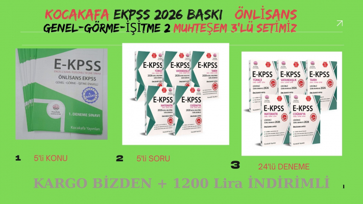 EKPSS Genel-Görme-İşitme ÖNLİSANS  3'lü Set- 5'li Konu +5'li Soru + 24 Deneme  Sınavı
