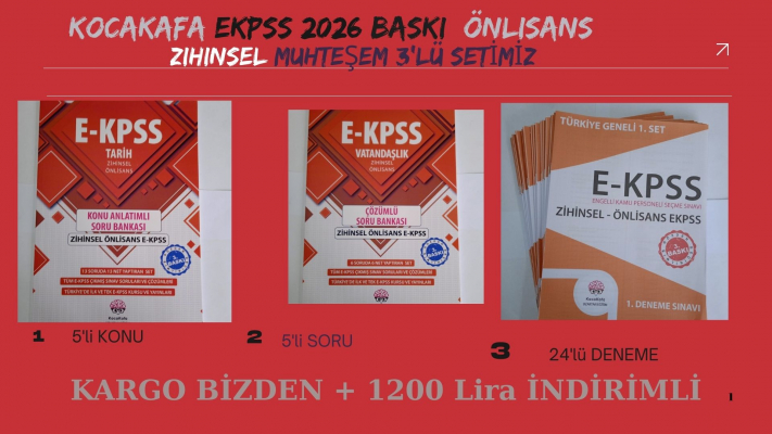 ZİHİNSEL ÖNLİSANS  EKPSS 3'lü Set- 5'li Konu +5'li Soru + 24 Deneme  Sınav
